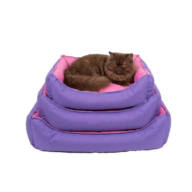 Saas Winter Pet Cushion 3 Piece Set Pink & Purple (S-52 X 39 X 14 CM, M-65 X 46 X 20 CM, L-75 X 54 X 20 CM)