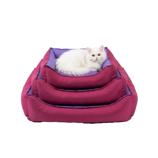 Saas Winter Pet Cushion 3 Piece Set Maroon & Purple (S-52 X 39 X 14 CM, M-65 X 46 X 20 CM, L-75 X 54 X 20 CM)