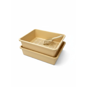 Saas Double Layer Filtered Pine Cat Litter Box (46x36x16 CM) Khaki