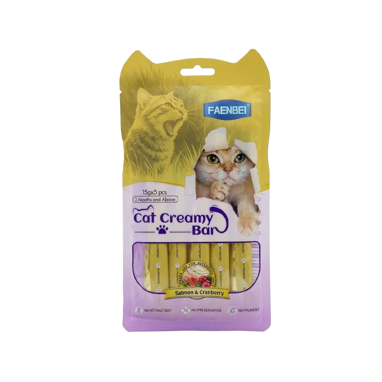 Faenbei Cat Creamy Bar 15g x 5Pcs (Salmon & Cranberry)