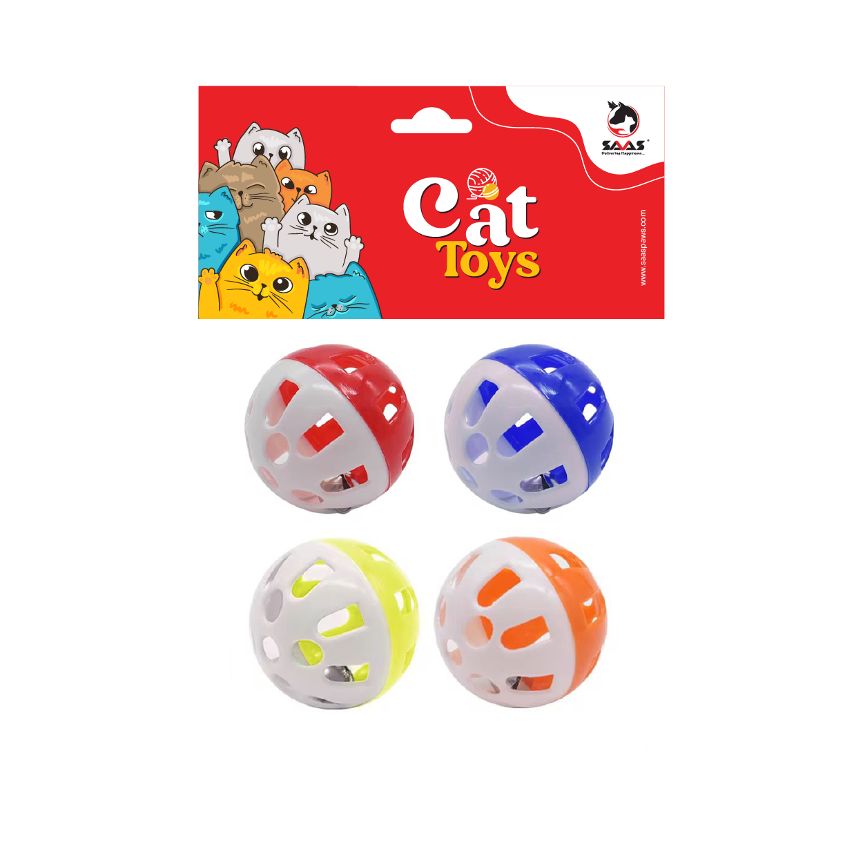 Saas 4Pcs Ball Bell Cat Toys 1088