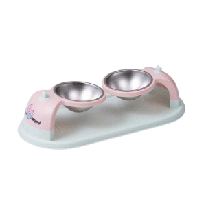 Saas Dual Pet Food Bowl 44x20.5x11.5 CM (Green-Pink)