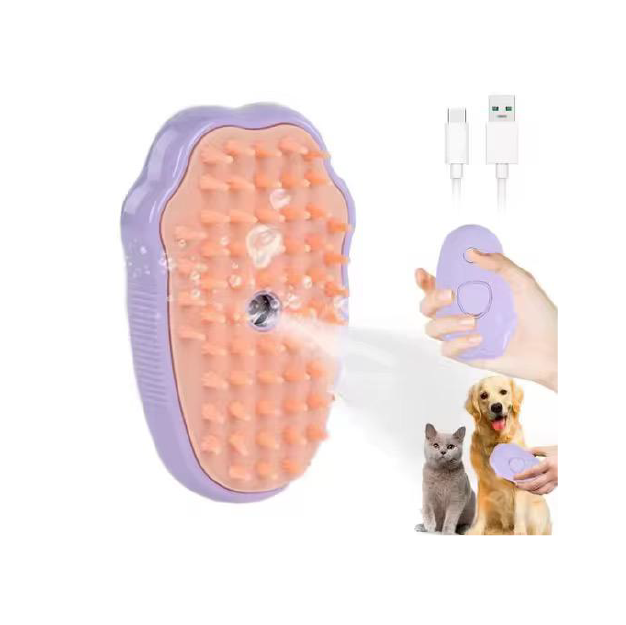 3 In one Steamy Cat Brush -Purple