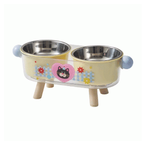Saas Pet Dual Bowls With Legs 31.5x12.5x7.5 CM (Yellow)