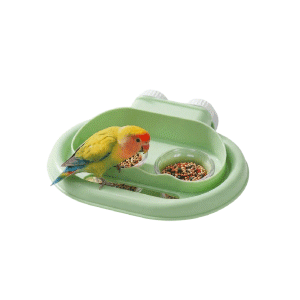 Saas Hanging Dual Bowls For Parrots 21x16x7CM (Green)