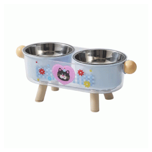 Saas Pet Dual Bowls With Legs 31.5x12.5x7.5 CM (Blue)