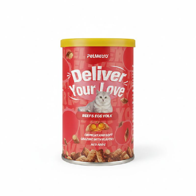 PetMetro Cats Crunchy Sandwiches 100gm/Tin-Beef & Egg Yolk
