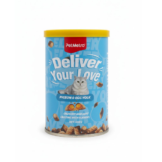 PetMetro Cats Crunchy Sandwiches 100gm/Tin-Pigeon & Egg Yolk