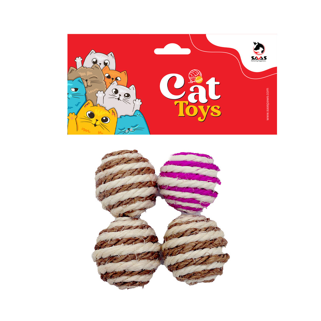 Saas Cat Sisal Ball 4Pcs (4.2Cm)