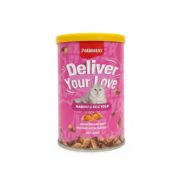 PetMetro Cats Crunchy Sandwiches 100gm/Tin-Rabbit & Egg Yolk