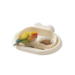 Saas Hanging Dual Bowls For Parrots 21x16x7CM (Creamy White)