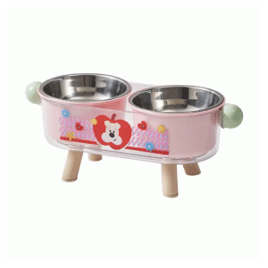 Saas Pet Dual Bowls With Legs 31.5x12.5x7.5 CM (Pink)