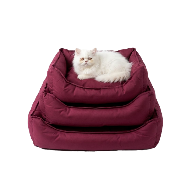 Saas Winter Pet Cushion 3 Piece Set Maroon (S-52 X 39 X 14 CM, M-65 X 46 X 20 CM, L-75 X 54 X 20 CM)