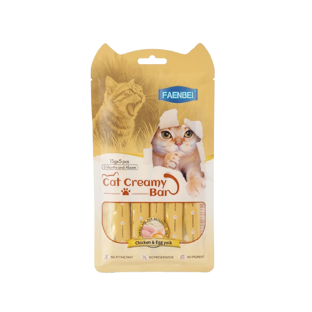 Faenbei Cat Creamy Bar 15g x 5Pcs (Chicken & Egg Yolk)