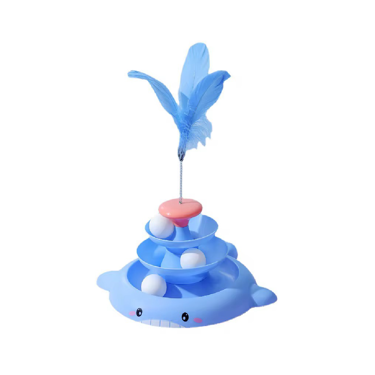Saas Cat Tower Toy With Feather Blue (37x30 CM)