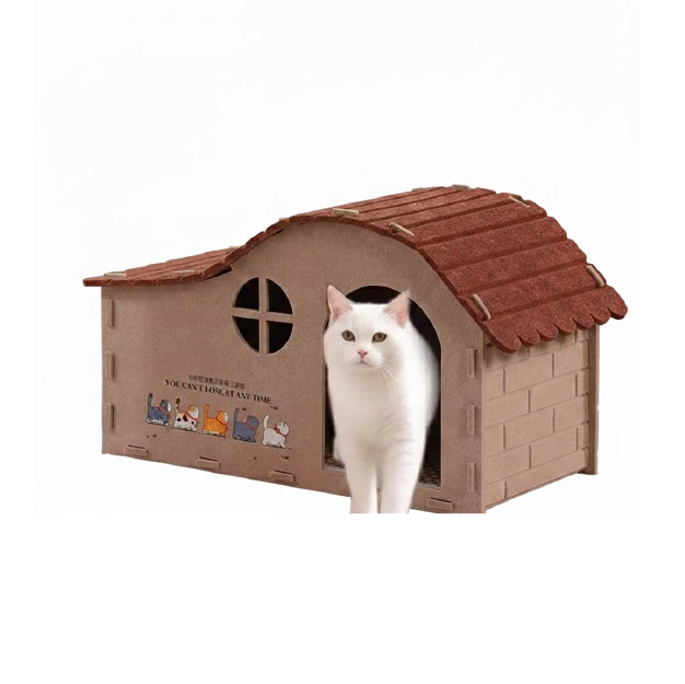 Saas Felt Cat House Bed 60x30x37 CM (Dark Brown)