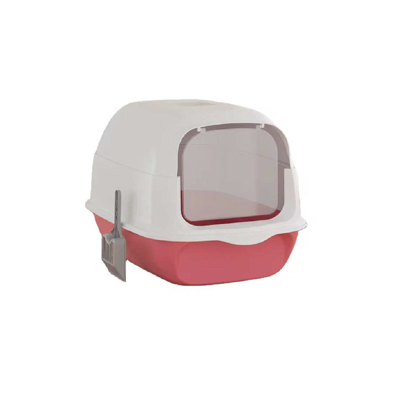 Saas Enclosed Cat Litter Box 50x35x33 Cm (Red)